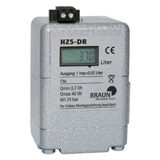Ölzähler HZ 5-DR mit LCD Digitalanzeige + Impulsausgang (Reedkontakt) I=0,02 l (0,7 - 40 l/h)