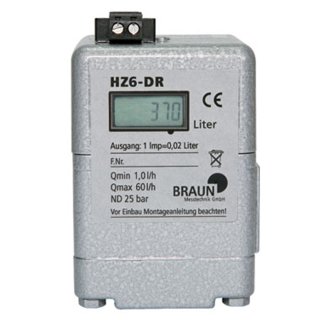 Ölzähler HZ 6-DR mit LCD Digitalanzeige + Impulsausgang (Reedkontakt) I=0,02 l (1,0 - 60 l/h)